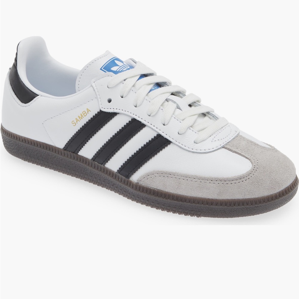adidas Samba White and Black Athletic Shoes MEN- size 8, WOMEN- size 9.